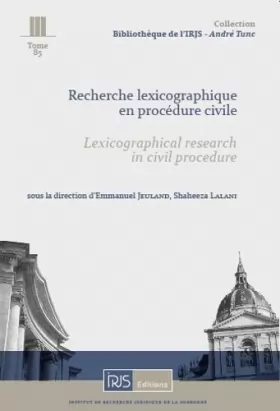 Couverture du produit · Recherche lexicographique en procédure civile