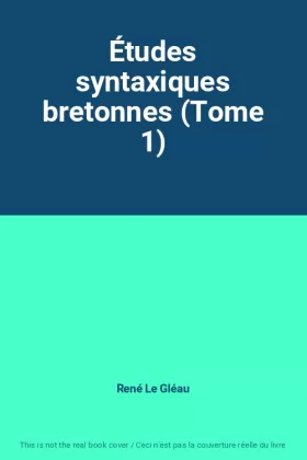 Couverture du produit · Études syntaxiques bretonnes (Tome 1)