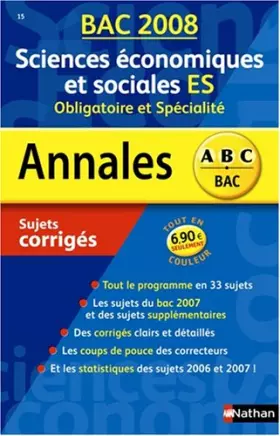 Couverture du produit · Sciences économiques et sociales ES: Sujets corrigés
