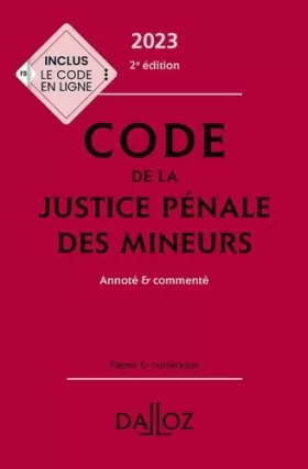 Couverture du produit · Code de la justice pénale des mineurs 2023. 2e éd.