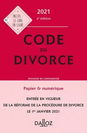 Couverture du produit · Code du divorce 2021 4ed - Annoté et commenté