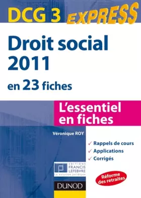 Couverture du produit · Droit social 2011 - DCG 3 - 2e édition - en 23 fiches