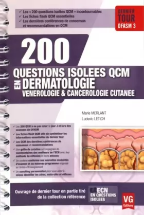Couverture du produit · 200 questions isolées QCM en dermatologie, vénérologie & cancérologie cutanée
