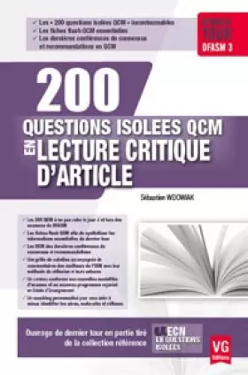 Couverture du produit · 200 questions isolees QCM en Lecture critique d'article