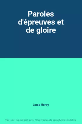Couverture du produit · Paroles d'épreuves et de gloire