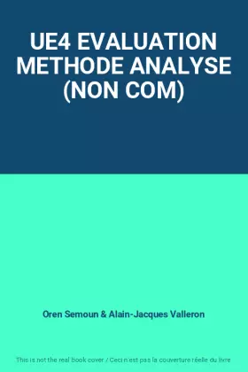 Couverture du produit · UE4 EVALUATION METHODE ANALYSE (NON COM)