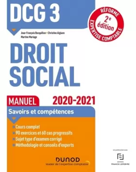 Couverture du produit · DCG 3 Droit social - Manuel - 2020-2021: Réforme Expertise comptable (2020-2021)