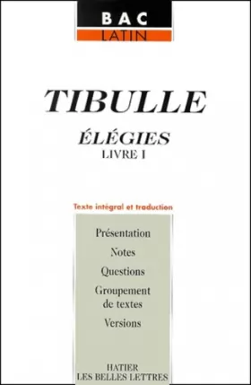 Couverture du produit · Élégies premier livre / Tibulle