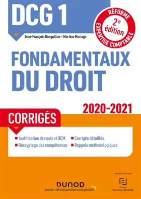 Couverture du produit · DCG 1 Fondamentaux du droit - Corrigés - 2020/2021 (2020-2021)
