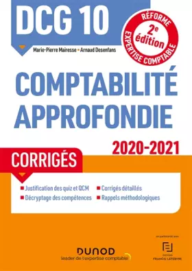 Couverture du produit · DCG 10 Comptabilité approfondie - Corrigés - 2020-2021 (2020-2021)