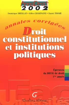 Couverture du produit · Annales corrigées: Droit constitutionnel et institutions politiques
