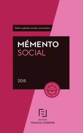 Couverture du produit · MEMENTO SOCIAL ETUDIANT 2015