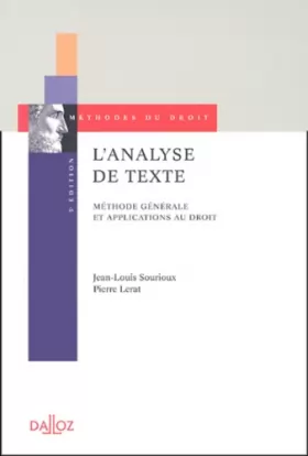 Couverture du produit · L'analyse de texte. Méthode générale et applications au droit - 5e éd.