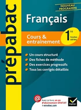 Couverture du produit · Français 1re - Prépabac Cours & entraînement: Cours, méthodes et exercices - Première