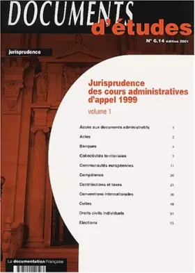 Couverture du produit · Jurisprudence des cours administratives d'appel 1999: Volume 1