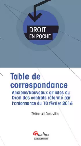 Couverture du produit · Table de correspondance anciens/nouveaux articles