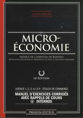 Couverture du produit · Microéconomie - manuel d'exercices corrigés avec rappels de cours + interros