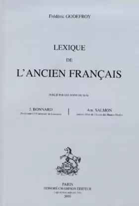 Couverture du produit · Lexique de l'ancien français