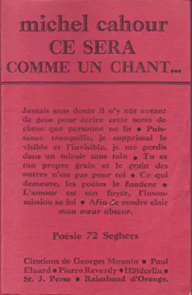 Couverture du produit · Ce sera comme un chant poesie 4