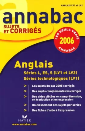 Couverture du produit · Anglais séries L, ES, S (LV1 et LV2) séries technologiques (LV1)