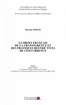 Couverture du produit · Le droit français de la transparence et des pratiques restrictives de concurrence