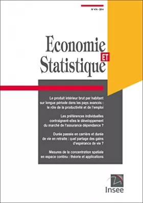 Couverture du produit · Economie et Statistique N°474