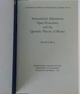Couverture du produit · International Adjustment, Open Economies, and the Quantity Theory of Money