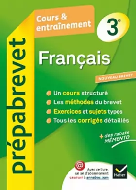 Couverture du produit · Français 3e - Prépabrevet Cours & entraînement: Cours, méthodes et exercices brevet - Troisième