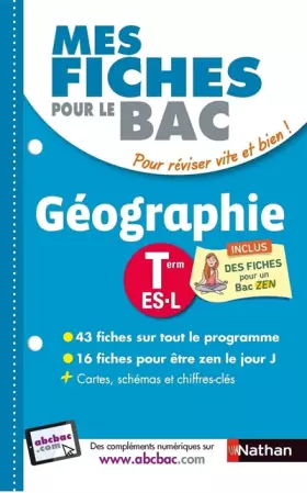 Couverture du produit · Mes fiches pour le BAC Géographie Term ES.L