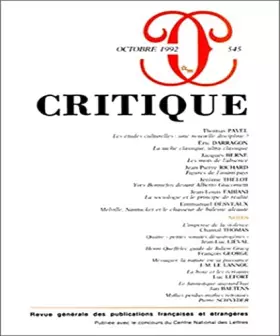 Couverture du produit · Revue Critique, numéro 545