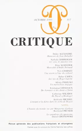 Couverture du produit · Revue Critique, numéro 557