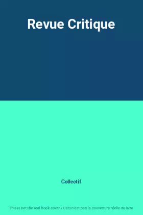 Couverture du produit · Revue Critique