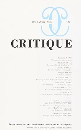 Couverture du produit · Revue Critique, numéro 511