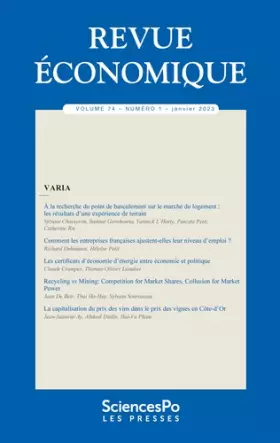 Couverture du produit · Revue économique T74-1