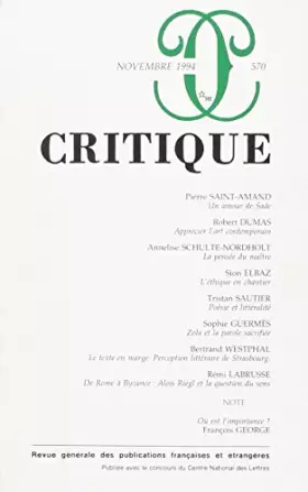 Couverture du produit · Revue Critique, numéro 570