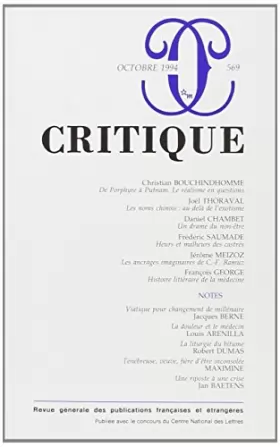 Couverture du produit · Revue Critique, numéro 569