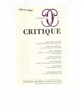 Couverture du produit · Revue Critique, numéro 607