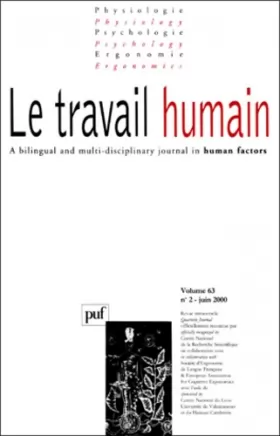 Couverture du produit · Travail humain, numéro 2, tome 63, 2000