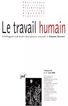 Couverture du produit · Travail humain, numéro 2, tome 63, 2000