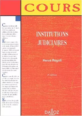 Couverture du produit · Institutions judiciaires, 3e édition (cours)