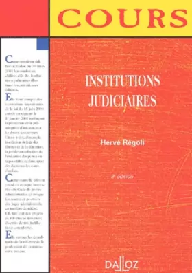 Couverture du produit · Institutions judiciaires, 3e édition (cours)