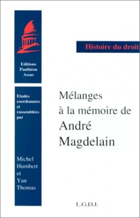 Couverture du produit · Mélanges à la mémoire de André Magdelain. Droit, histoire et religion de Rome