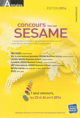 Couverture du produit · Concours Sésame, édition 2014 : Sujets et corrigés officiels