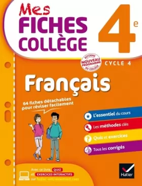 Couverture du produit · Mes fiches collège Français 4e: 40 fiches de révision et 120 exercices corrigés