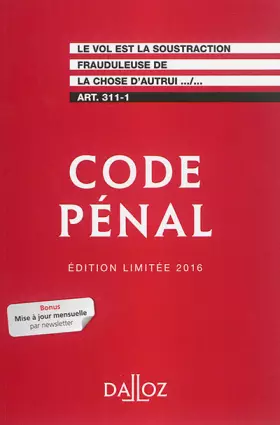 Couverture du produit · Code pénal 2016. Édition limitée - 113e éd.