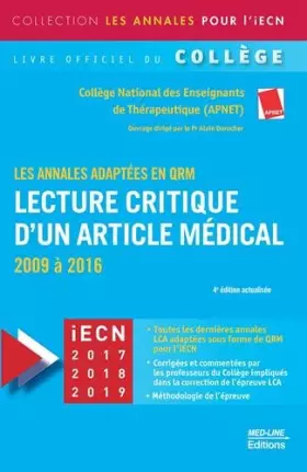 Couverture du produit · Lecture critique d'un article médical: Les annales adaptées en QRM 2009-2016