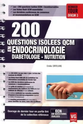 Couverture du produit · 200 questions isolées QCM en Endocrinologie, diabétologie, nutrition