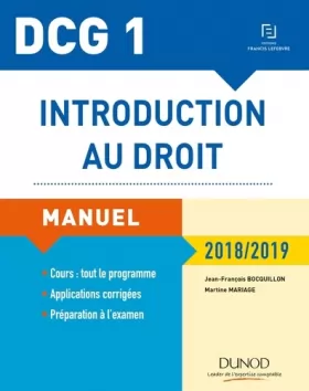 Couverture du produit · DCG 1 - Introduction au droit - 12e éd. - Manuel - 2018/2019: Manuel - 2018/2019 (2018-2019)