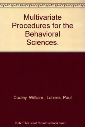 Couverture du produit · Multivariate Procedures for the Behavioral Sciences.