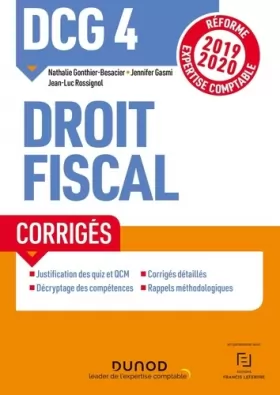 Couverture du produit · DCG 4 Droit fiscal - Corrigés - Réforme 2019/2020: Réforme Expertise comptable 2019-2020